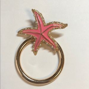 One pink seastar drop earring